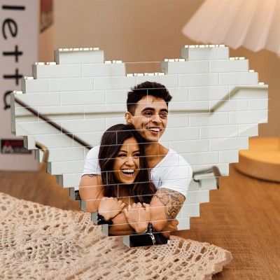 Personalisiertes Herz-Fotoblock-Puzzle-Baustein, einzigartige Geschenke für sie, Valentinstagsgeschenke für Paare, Jubiläumsgeschenk