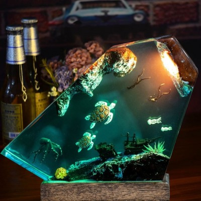 Oktopus und Paar Taucher Resin Nachtlichter Andenken Epoxidharz Lampe Einzigartiges Geburtstagsgeschenk für Freundin Valentinstag Geschenk für Sie