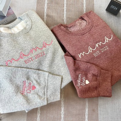 Personalisiertes Mama-gesticktes Sweatshirt-Hoodie, einzigartiges Geschenk für Mama und Oma, Weihnachtsgeschenk