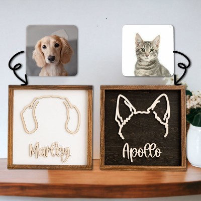 Personalisiertes Schild mit Hundeohren und Tiernamen – Erinnerungsgeschenk für Hundeliebhaber – Geschenk zum Verlust eines Haustieres – Weihnachtsgeschenk