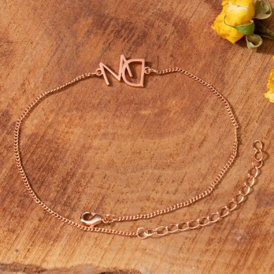 Personalisiertes Armband mit zwei ineinander verschlungenen Initialen für Damen – Geburtstagsgeschenk für sie, Jubiläumsgeschenk, Valentinstagsgeschenk für Paare