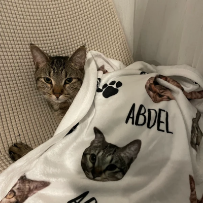 Personalisierte Katzendecke mit Foto und Namen – Geschenk für Tierliebhaber – Erinnerungsgeschenk für Katzenfreunde – Weihnachtsgeschenk