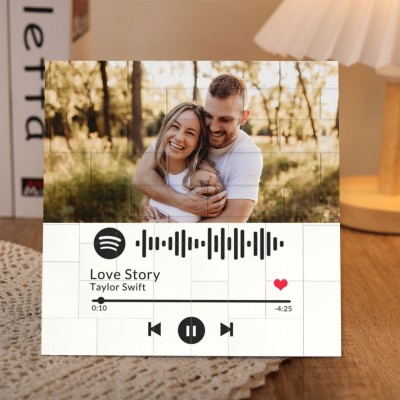 Benutzerdefinierter Spotify-Code, Foto-Baustein-Puzzle für Paare, Jubiläumsgeschenke, Valentinstagsgeschenk für die Freundin