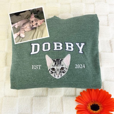 Personalisiertes besticktes Haustierportrait-Sweatshirt, individuelles Hundegesicht-Hoodie-Geschenke für Haustierliebhaber