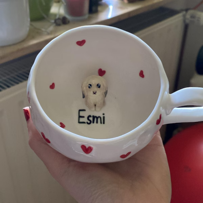 Personalisierte Tasse mit Haustierfigur, handgefertigte Kaffeetasse, einzigartiges Geschenk für Tierliebhaber, Weihnachtsgeschenk
