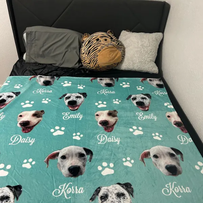 Personalisierte Hundefotodecke mit Namen – Erinnerungsdecke für Haustiere – Geschenk für Tierliebhaber – Weihnachtsgeschenk