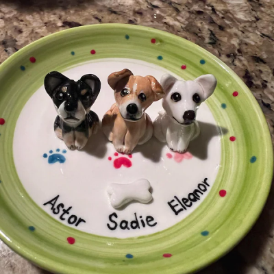 Individuell handgefertigte Schmuckschale mit Tierfigur und Namen – Geschenk für Hundebesitzer – Erinnerungsgeschenk für Haustiere – Weihnachtsgeschenk