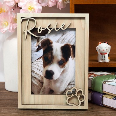Personalisierter Erinnerungs-Fotorahmen aus Holz mit Namensgravur – ein bleibendes Geschenk für Tierliebhaber