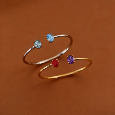 Personalisiertes ovales Armband mit Geburtsstein für Paare – Einzigartiges Geschenk für die Mutter, Jubiläumsgeschenk