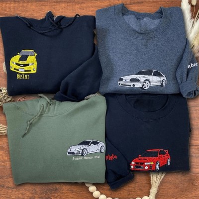Personalisierte bestickte Auto-Hoodies als Geschenk für den Freund, Jubiläumsgeschenk für den Ehemann, Weihnachtsgeschenk für Autoliebhaber