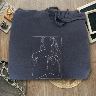 Personalisierter Kapuzenpullover mit besticktem Porträt nach Foto – Einzigartiges Geschenk für Paare, Valentinstagsgeschenk für den Freund, Jubiläumsgeschenk