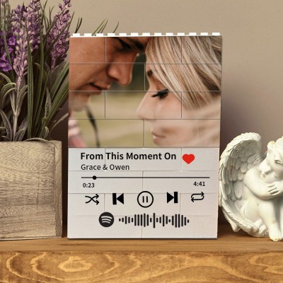Personalisierter Spotify-Code, Foto-Baustein-Puzzle, Geschenkideen zum Jahrestag für sie, Valentinstagsgeschenke für Paare