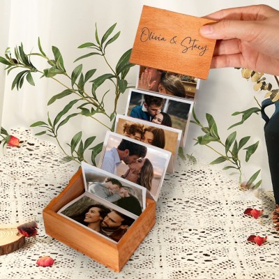 Ausziehbare Fotoalbum-Box aus Holz, personalisierte Erinnerungsgeschenke für Paare, Jahrestagsgeschenk, Valentinstagsgeschenke für Sie und Ihn