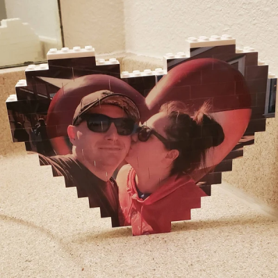 Personalisiertes Foto-Baustein-Puzzle in Herzform, Andenkengeschenk für Paare, Valentinstagsgeschenke für sie, Jubiläumsgeschenk