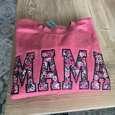 Mama Sweatshirt - Besticktes Sweatshirt - Muttertagsgeschenke - Personalisierte Sweatshirts - Crew Neck Sweatshirts - Geschenke für Mama - Mama Sweatshirt - Pink
