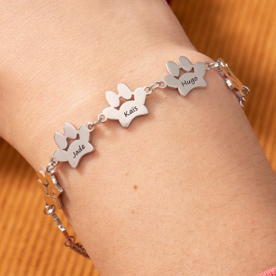 Personalisiertes, elegantes Armband mit Hundepfotenabdruck und Namen – Geschenk für Hundebesitzer, Tierliebhaber, Geburtstagsgeschenkidee