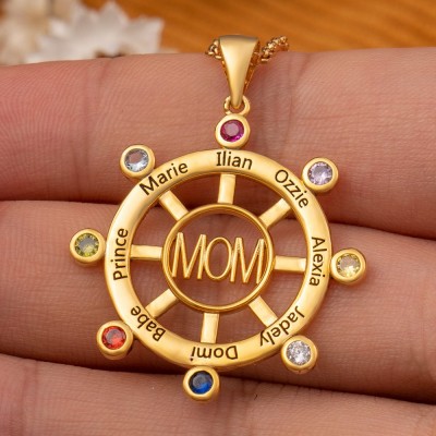 Personalisierte Geburtsstein-Halskette für Mütter mit den Namen der Kinder – Einzigartiges Familiengeschenk für Mama und Oma.