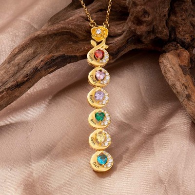 Personalisierte Geburtsstein-Halskette mit Kindernamen – Geschenkideen für frischgebackene Mütter – Persönliches Geschenk für Mama und Oma