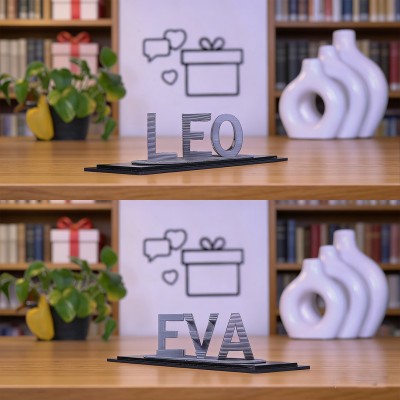 Personalisiertes 3D-gedrucktes Namensschild mit optischer Täuschung für Paare – ideales Geschenk zum Jahrestag oder Valentinstag für sie.