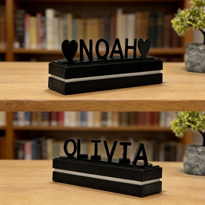 Personalisiertes 3D-gedrucktes Namensschild mit optischer Täuschung für Paare – ideales Geschenk zum Jahrestag oder Valentinstag für sie.