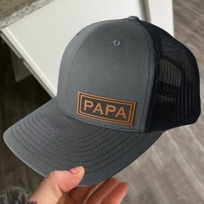 PAPA Stickerei-Mütze, maßgeschneiderte PAPA Richardson 112 LKW-Fahrer-Mütze, PAPA-Geburtstagsgeschenk, Geschenk zur Schwangerschaftsankündigung für den neuen Papa, Daddy-Mütze, mit individuellem Text