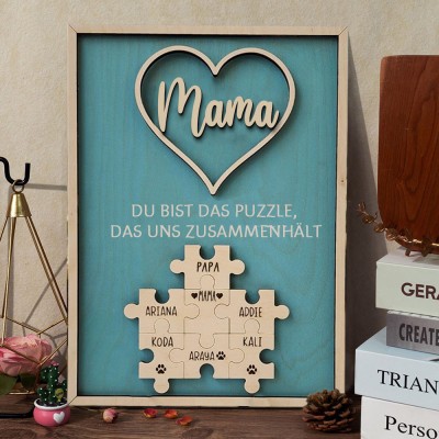 Personalisiertes Holzpuzzle für Mama und Oma mit den Namen der Kinder, individuelles Geschenk für Mama und Oma, einzigartige Geschenkidee zum Muttertag