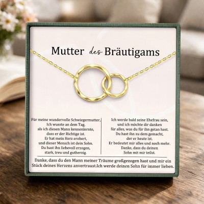 Halskette für die Mutter des Bräutigams – Geschenk der Braut: „Danke, dass Sie den Mann meiner Träume großgezogen haben“ mit Geschenkbox