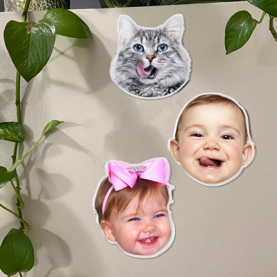 Personalisierter Kühlschrankmagnet mit Babygesicht, individueller lustiger Kühlschrankmagnet mit Hunde- und Katzenfoto, einzigartiges Geschenk für Mama, Muttertagsgeschenk für Oma