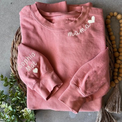 Personalisierter Mama-Ausschnitt, bestickter Kapuzenpullover mit Namen, besondere Geschenkideen zum Muttertag