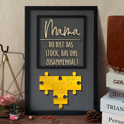 Personalisiertes Familienschild aus Holz für Mama, Puzzleteilschild mit Acryl-Kindernamen, einzigartiges Geburtstagsgeschenk für Mama, Oma, Babyparty-Geschenk, Muttertagsgeschenkideen