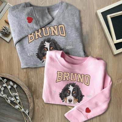 Individuell besticktes Hunde-Sweatshirt mit Hundegesicht darauf, Geschenke für Hundebesitzer, Weihnachtsgeschenkideen