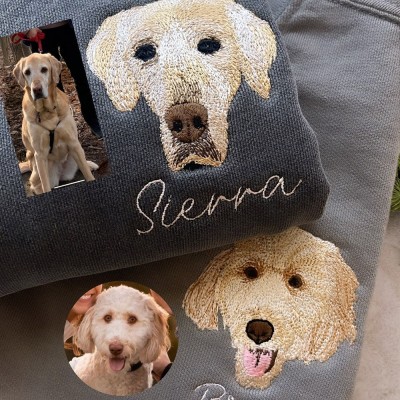 Benutzerdefiniertes Haustier-Hunde-gesticktes Sweatshirt mit Hundegesicht darauf. Geschenke für Hundebesitzer. Weihnachtsgeschenk für Haustierliebhaber