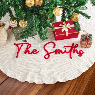 Personalisierte Weihnachtsbaumdecke für die Familie – Individuelles Einzugsgeschenk – Einzigartige Weihnachtsgeschenke