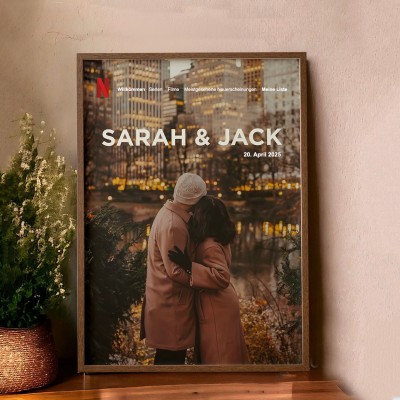 Anpassbares Filmposter & personalisierte Wandkunst mit Namen – Einzigartiges Fotogeschenk für das Zuhause von Paaren & Valentinstagsgeschenk für Sie