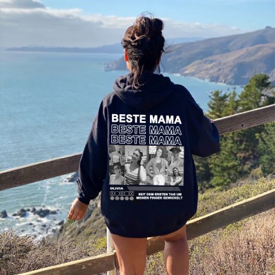 Personalisiertes Kapuzenpullover mit Foto der besten Mama mit Text, Geburtstagsgeschenk für Mama, Oma, Familiengeschenk für die Frau, einzigartige Geschenkidee zum Muttertag