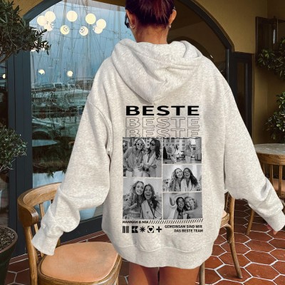 Personalisiertes "BESTE" Sweatshirt Hoodie mit Foto auf der Rückseite Einzigartiges Geschenk für Sie Geburtstagsgeschenk Abschlussgeschenk