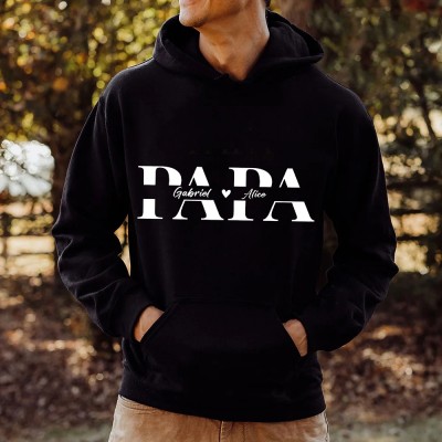Personalisiertes Papa T-Shirt Besticktes Sweatshirt Hoodie Vatertag Geschenkideen Geschenk für Papa
