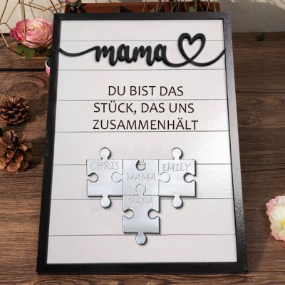 Personalisiertes Holz-Mama-Acryl-Puzzleteil-Schild mit Kindernamen, einzigartiges Familien-Andenken-Geschenk für Mama, Oma, Babyparty-Geschenke, Muttertagsgeschenkideen