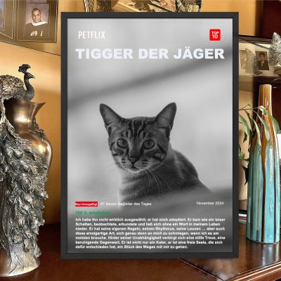 Personalisiertes Netflix-Poster mit einem Hundefoto. Einzigartiges Geschenk für Tierliebhaber. Geburtstagsgeschenk für Kinder. Familienandenken für Tierliebhaber.