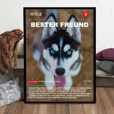 Personalisiertes Netflix-Poster für Haustiere. Einzigartiges, herzliches Geschenk für Tierliebhaber. Familienandenken. Für Freunde. Geburtstagsgeschenk für Haustiere.