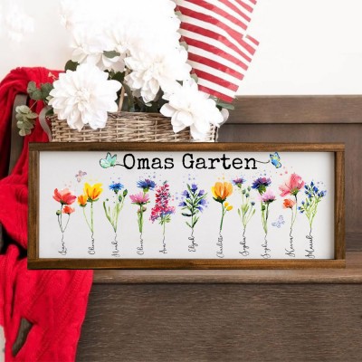 Personalisierter Geburtsblumenrahmen „Mamas Garten“ – Familienerinnerung, Geschenkidee für Mama, Oma, Muttertagsgeschenk