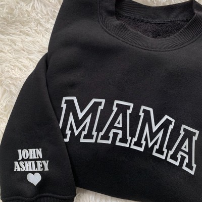 Personalisiertes Mama Sweatshirt mit Kindernamen, Puffbuchstaben, Geprägter Schriftzug, Geschenk für Mama, Mama Pullover, Geprägtes MAMA Sweatshirt, Einzigartiges Muttertagsgeschenk