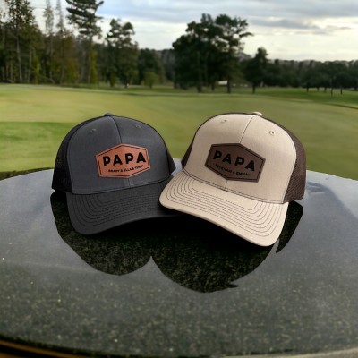 Personalisierte Papa Patch Mütze, Papa Geburtstagsgeschenk, Neues Papa Geschenk, Geschenk für Ehemann, Trucker Mütze, Leder Patch Mütze, Individuelle Mütze, Neues Papa Geschenk