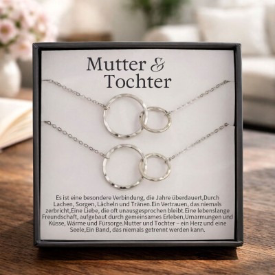 Zweikreisige Mutter-Tochter-Halskette – Bedeutungsvolles Schmuckgeschenk für Mama und Tochter, perfektes Muttertagsgeschenk
