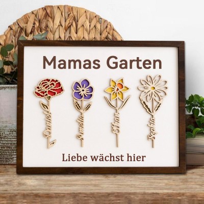 Personalisierter Blumenrahmen „Omas Garten“ – Geschenkidee für Oma, Mama und Muttertag