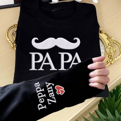 Personalisierter Papa Bart Bestickter Sweatshirt Hoodie Geschenk für Papa Vatertag Geschenkideen vorbereiten