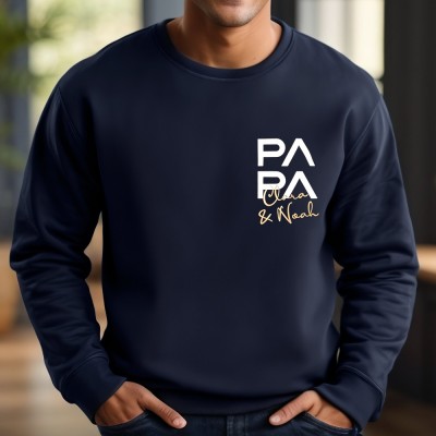 Personalisiertes besticktes Papa-Sweatshirt, Kapuzenpullover, T-Shirt, Familien-Andenken, Geschenk für Papa, Vatertag, Geschenkideen