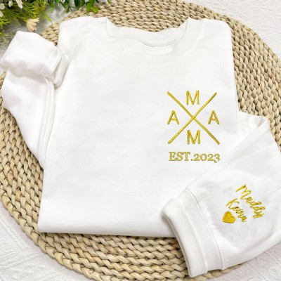 Personalisiertes MAMA Besticktes Sweatshirt Hoodie mit Namen Familiengeschenk für neue Mama Geburtstagsgeschenk für Mama Oma Einzigartige Muttertagsgeschenkideen