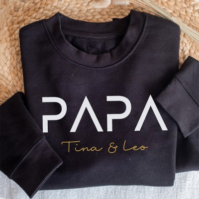Personalisiertes Papa Besticktes Sweatshirt T-Shirt Hoodie Individuelles Andenken Geschenk für Papa Perfekte Geschenkideen zum Vatertag
