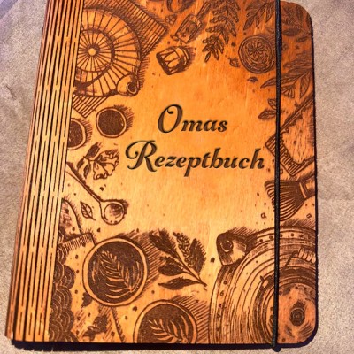 Rezeptbuch aus Holz – Individuell gestaltbarer Kochbuchordner – Personalisierte Geschenke für Mama – Weihnachtsgeschenk